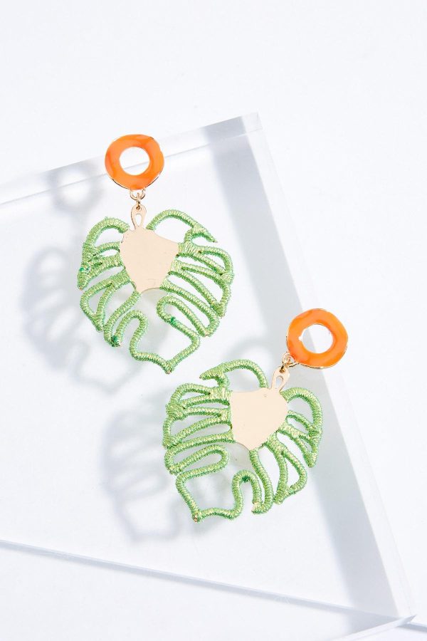 Thread Leaf Statement Earrings