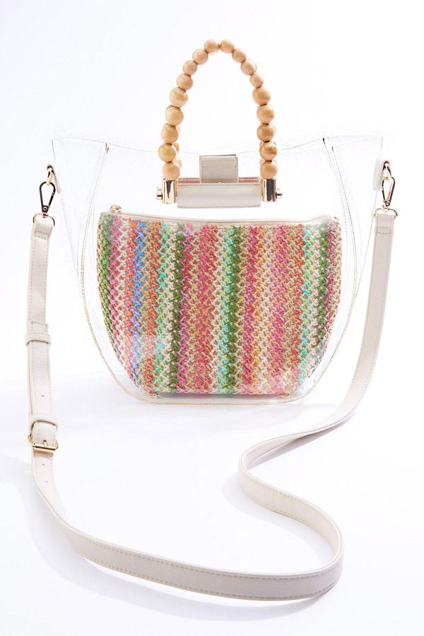 Beaded Handle Lucite Satchel Set