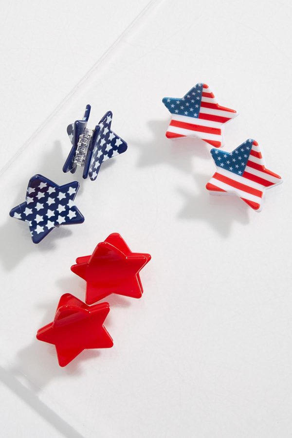 Americana Star Claw Clip Set