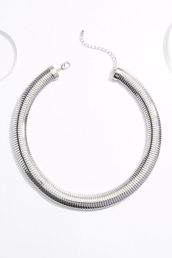 Accordion Style Silver Choker Necklace