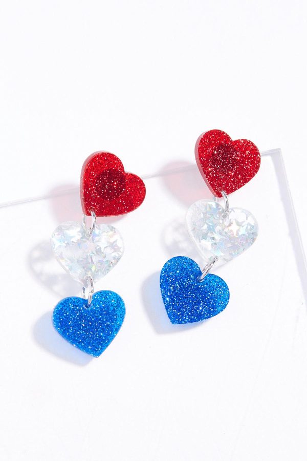 Lucite Linear American Heart Earrings