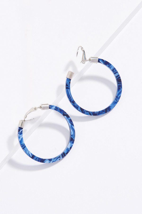 Blue Clip-On Hoop Earrings