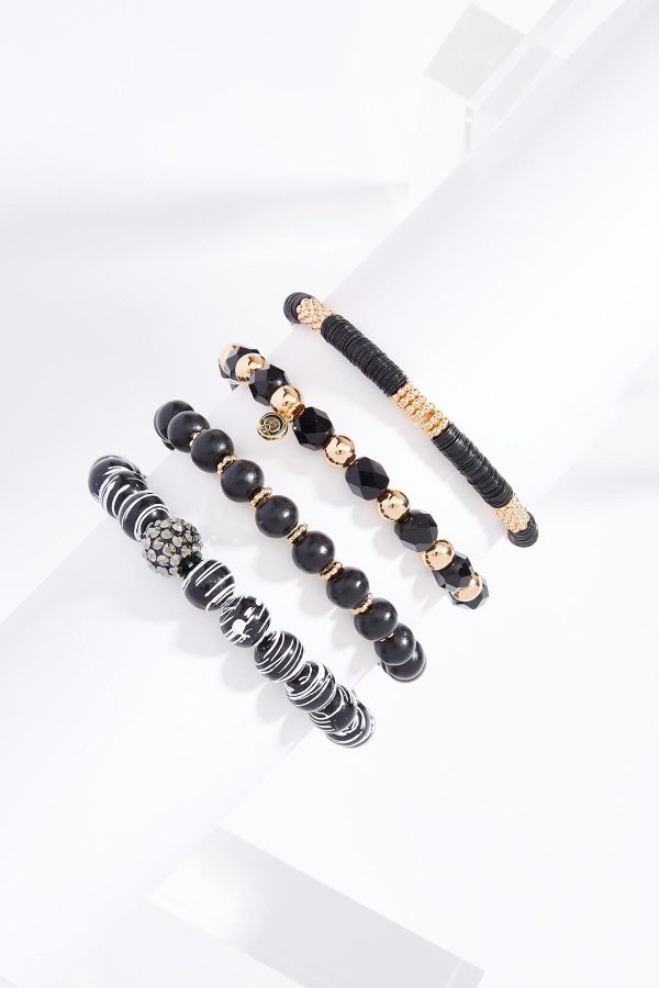 Black White Stretch Bracelet Set