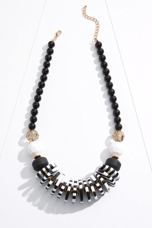 Black White Stripe Chunky Necklace