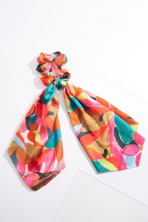 Abstract Floral Ponytail Scarf