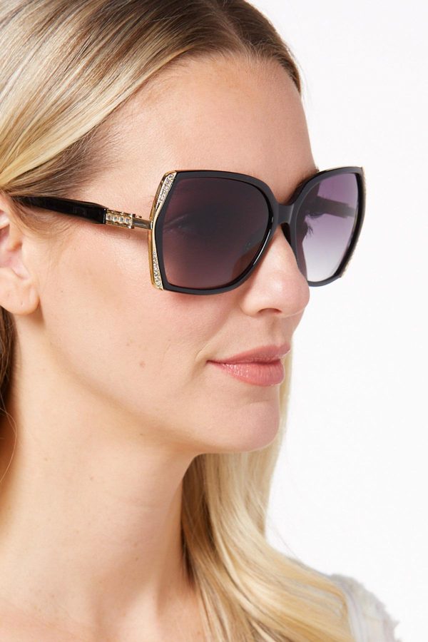 Bling Trim Black Sunglasses - Image 2