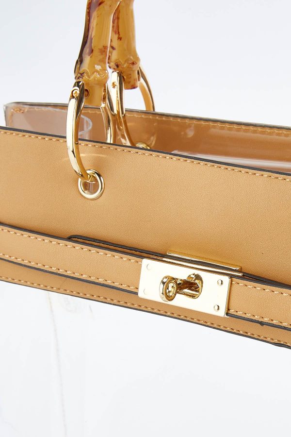 Bamboo Handle Clear Satchel - Image 3