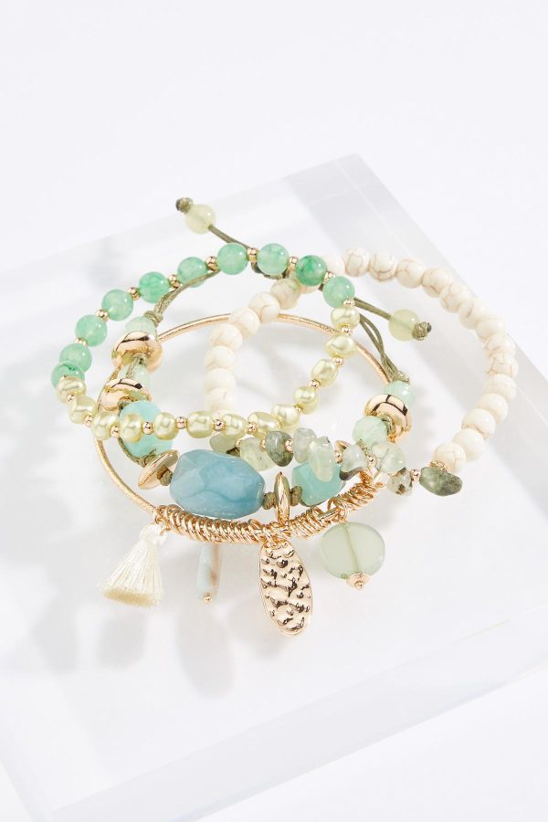 Bangle And Bead Stretch Bracelet Set - Image 2