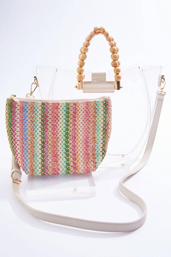 Beaded Handle Lucite Satchel Set - Image 2