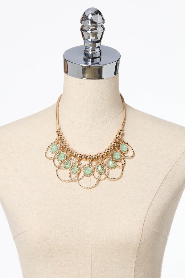 Green Stone Gold Cord Necklace - Image 2