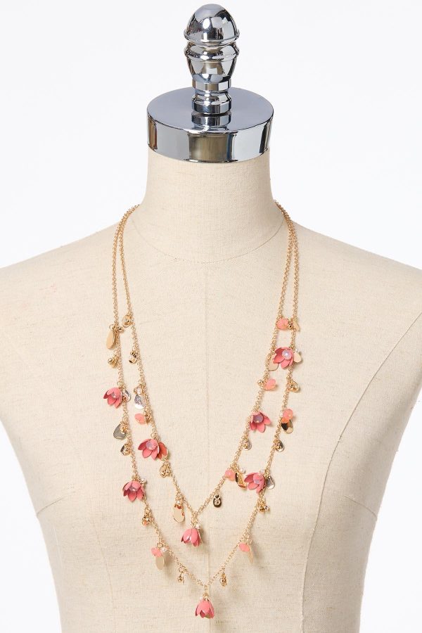 Enamel Flower Layered Necklace - Image 2