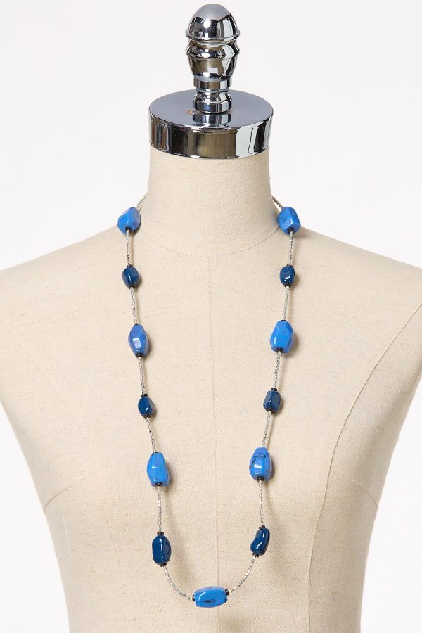 Blue Stone Long Necklace Set - Image 2