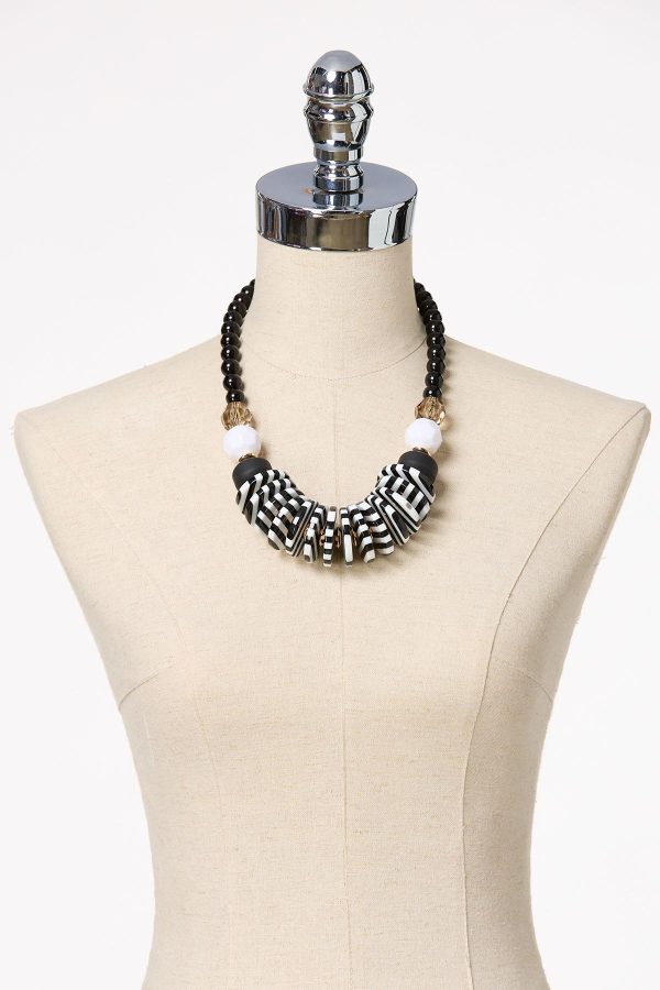 Black White Stripe Chunky Necklace - Image 2