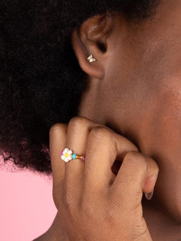 Beaded Daisy Ring - Rainbow - Image 2