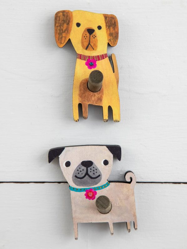 Adhesive Wooden Wall Hooks, Set of 2 - Dog - Image 3